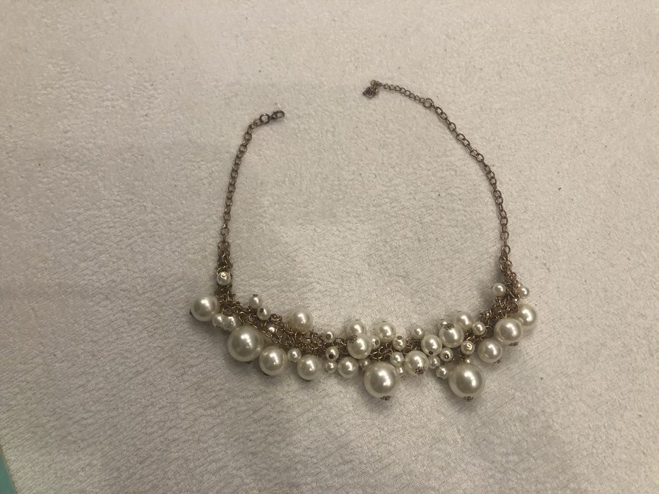 Vintage Kolia Naszyjnik kołnierzyk kołnierz colar glamour perły złoty