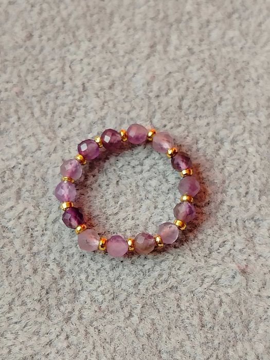 Pierścionek z kamieni naturalnych Ametyst