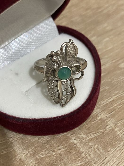 Серебряное кольцо СССР Хризопраз