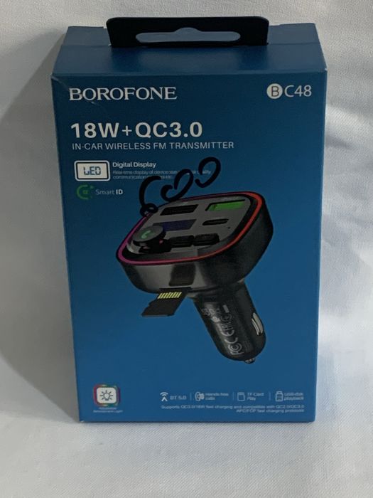 fm трансміттер borofone bc48 qc3.0 для авто