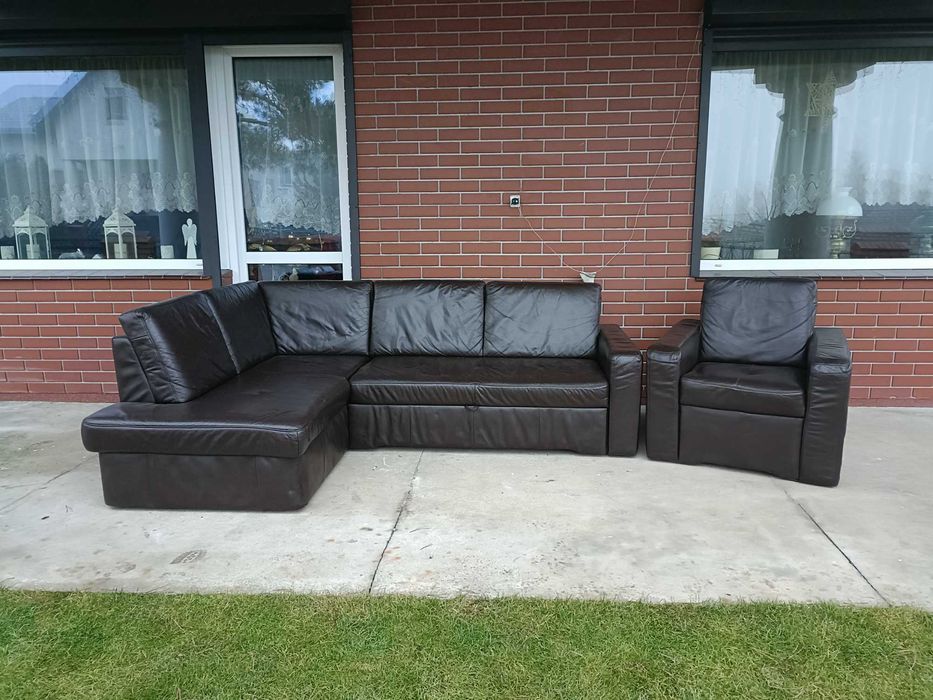 Sprzedam narożnik ze skóry-Skóra -skórzany –skórzana -skórzane