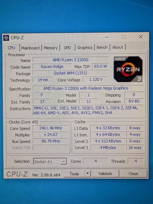 Комп'ютер Ryzen 2200G + DDR4 12GB, монітор Dell 24, клавіатура, мишка