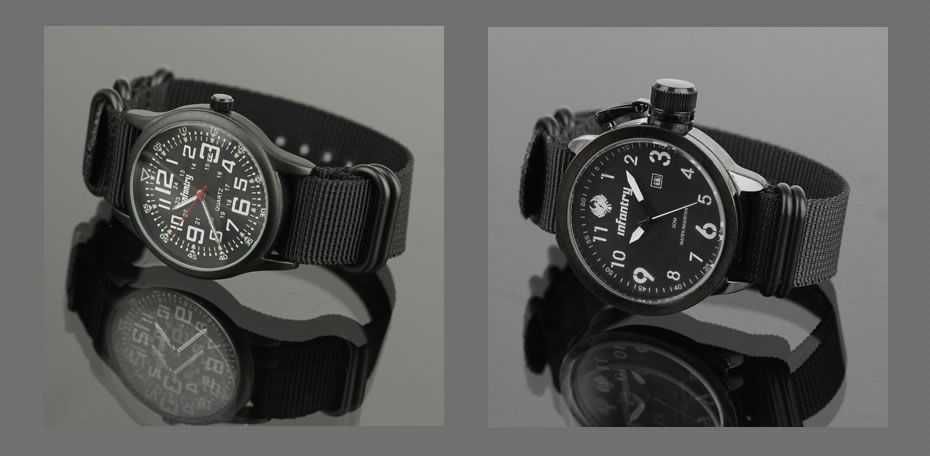 Pasek NATO strong 22mm do zegarka czarne klamry PVD premium INFANTRY