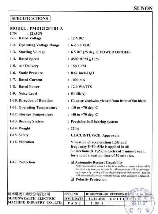 Промисловий вентилятор SUNON модель PMD1212PTB1-A(2).GN