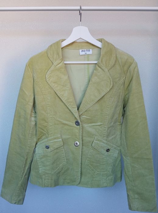 Casacos tipo blazer, em bombazine, azul-céu ou verde-água - L e XL