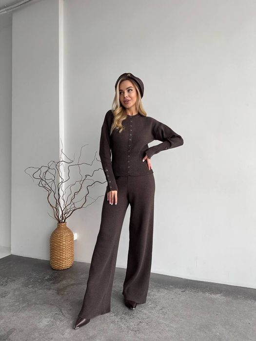 Костюм трикотажний,вязаний,на замку,палацо,прогулочний,теплий,олд мані