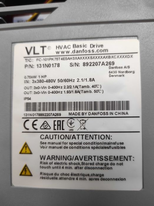 НОВІ!Частотники,перетворювачі частоти Danfoss FC-101 0.75 i 3 kw