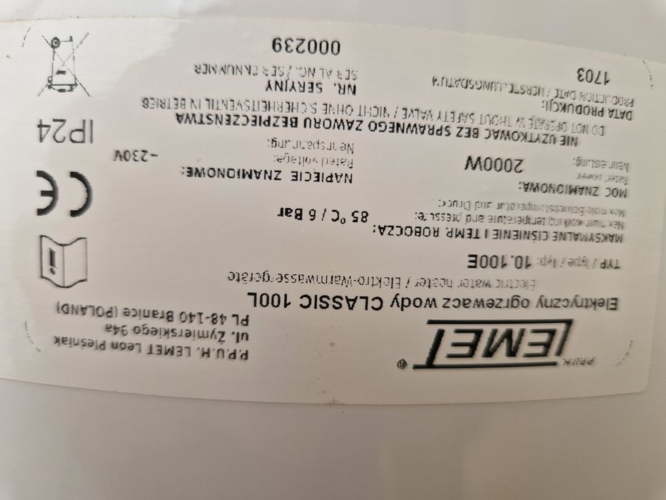 Boiler elektryczny c.w.u. 100l