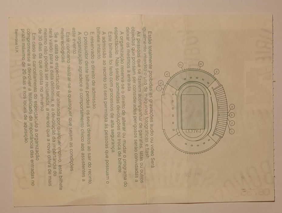 Bilhete de concertos U2