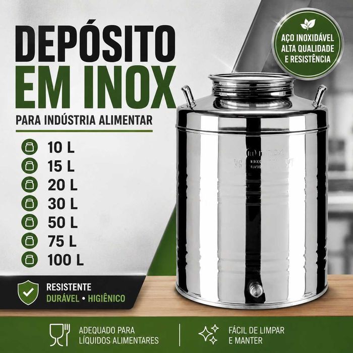 Depósito em Inox com Torneira para Indústria Alimentar – 10L a 100L