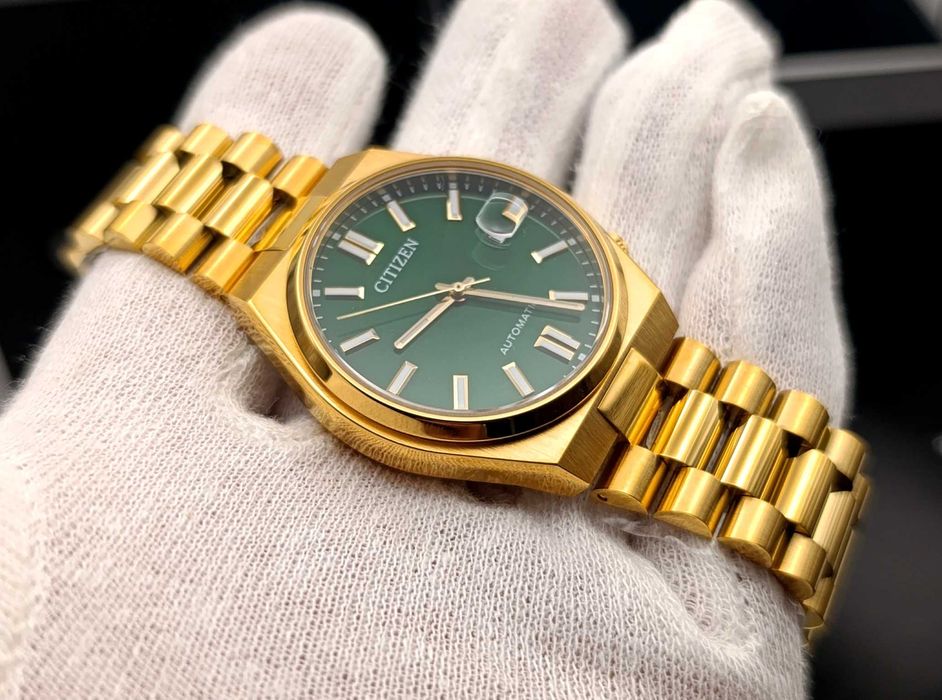 Elegancki Citizen Tsuyosa automatic, nowy, "złoty" plus piękna zieleń