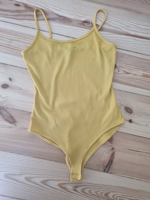 Żółte, musztardowe body XS