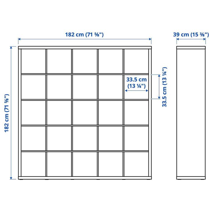 Estante IKEA KALLAX 5x5 (182x182 cm) + Gavetas – Preto-Castanho