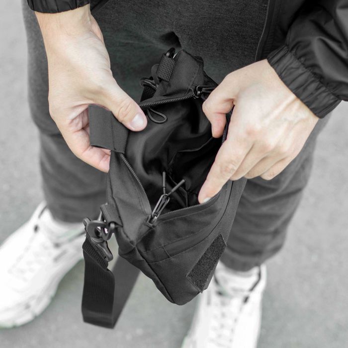 Тактична сумка через плече BLOK Slim барсетка чорна тканинна