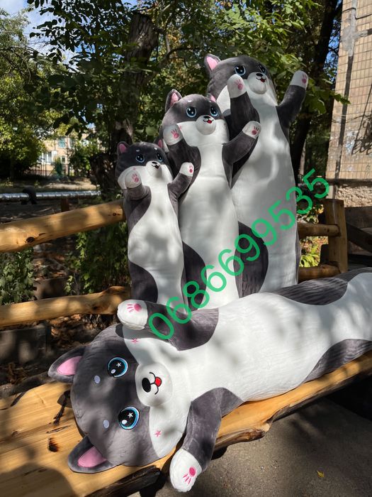 Чорний кіт батон 70,90,110,130 см ,чёрный кот батон,обнимашка,хаски