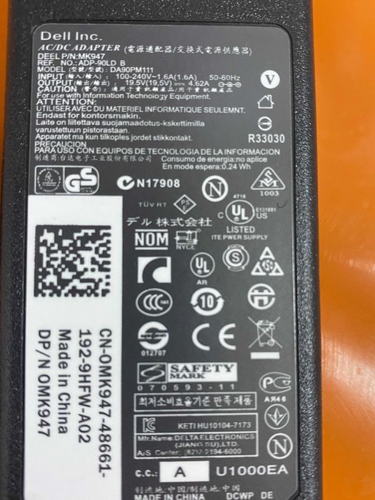 Блок живлення для ноутбука Dell 90 W 19.5 V 4.62 A 4.5*3.0mm