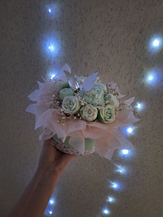 Flower box,  bukiet, świece