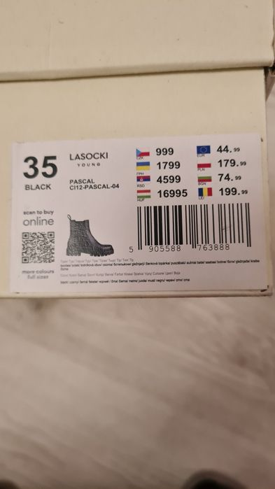 Buty, botki zimowe skóra czarne dla dziewczynki, Lasocki Young roz. 35