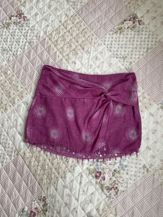 Fioletowa krótka spódniczka ze zdobieniami XL 42 pull&bear plażowa