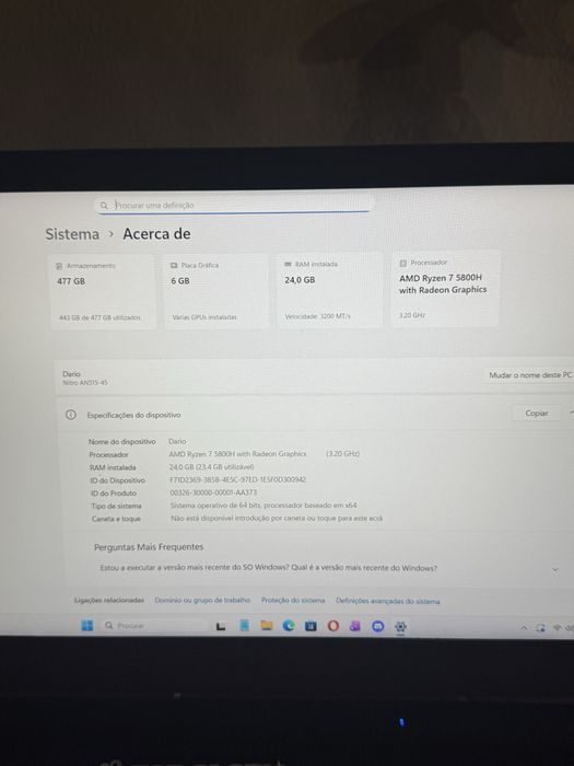 Acer Nitro 5 Ryzen 7 5800H | RTX 3060 6GB | 24GB RAM | SSD 500GB