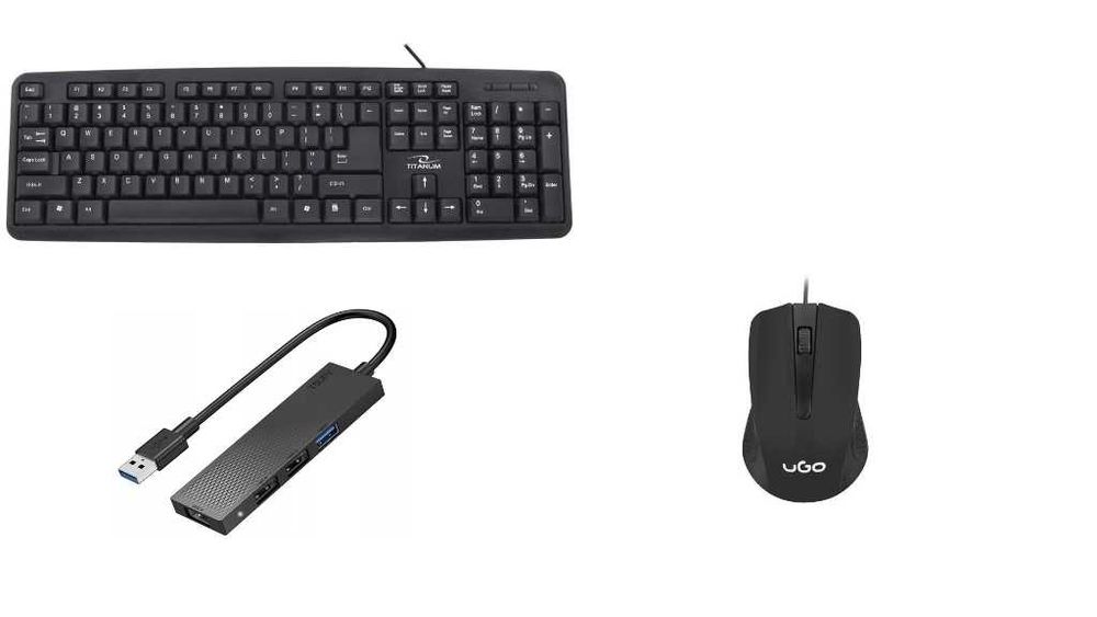 Zestaw biurowy Titanum TK101 + UGo UMY-1213 + HUB 4w1 + podkładka