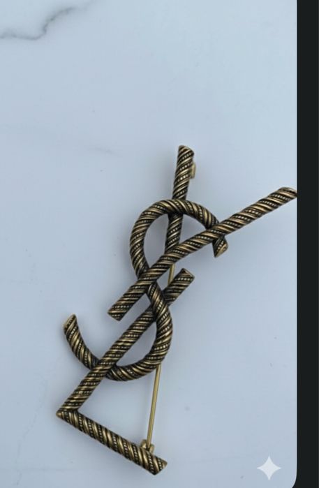 Broszka YSL stare złoto retro 7 cm mega prezent