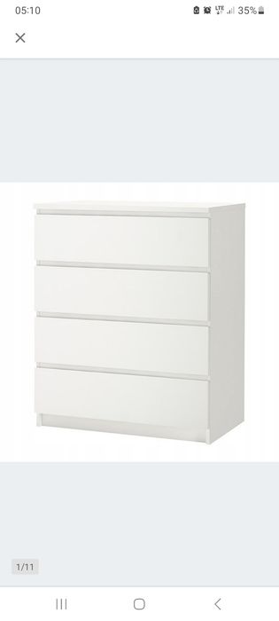 Komoda Malm Ikea 80x100 biała 4 szuflady