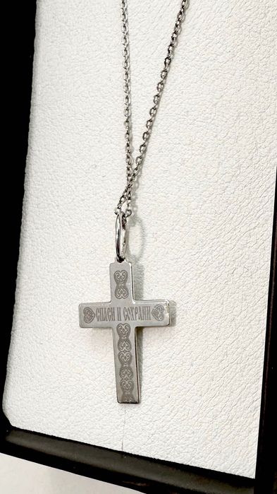 Хрестик з цепочкою для хрестин новий (спаси и сохрани)