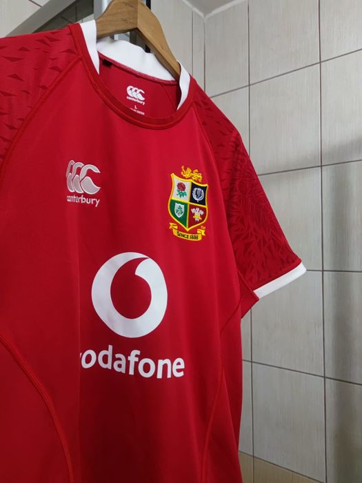 bluzka koszulka L sportowa Jersey rugby czerwona biała running Canterb