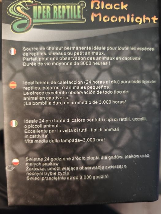 żarówka grzewcza Super Reptile Black Moonlight o mocy 100W - 2szt