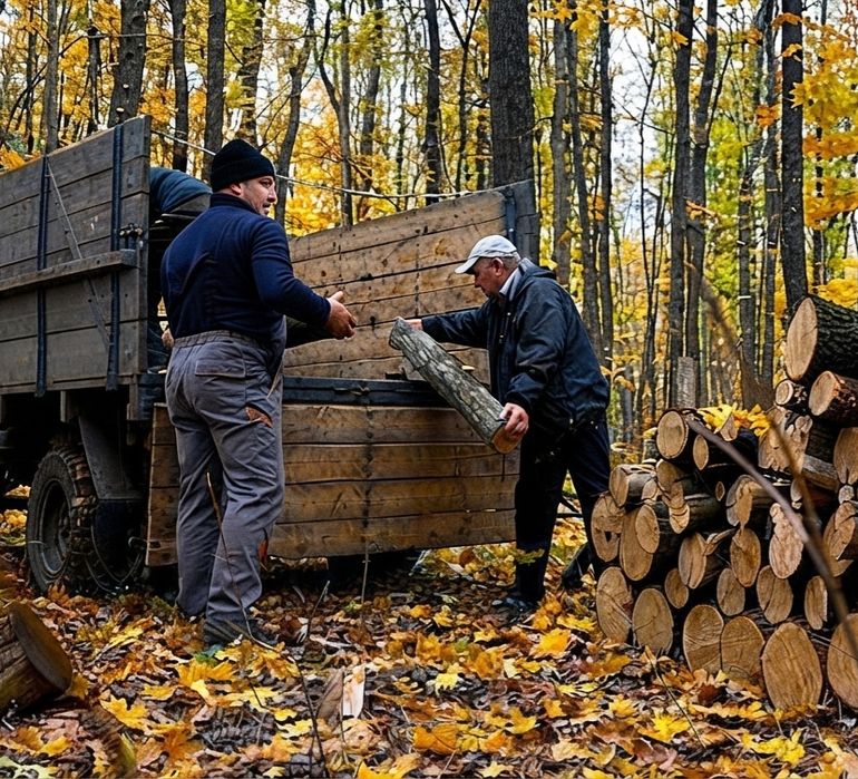 Дрова твердих порід: дуб, береза, вільха. Якісна деревина для опалення, чесний об’єм, щільна укладка без пустот. Доставка! 6,10,15 м3