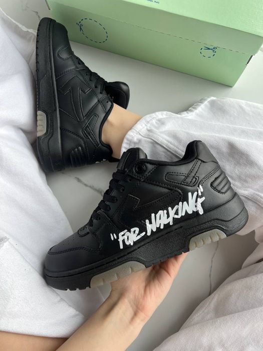 Кросівки Off-White Out of Office Black White For Чорні шкіряні