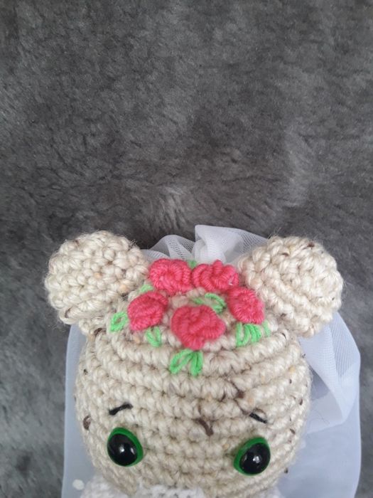 Misie ślubne młoda para dekoracja ślubna prezent handmade