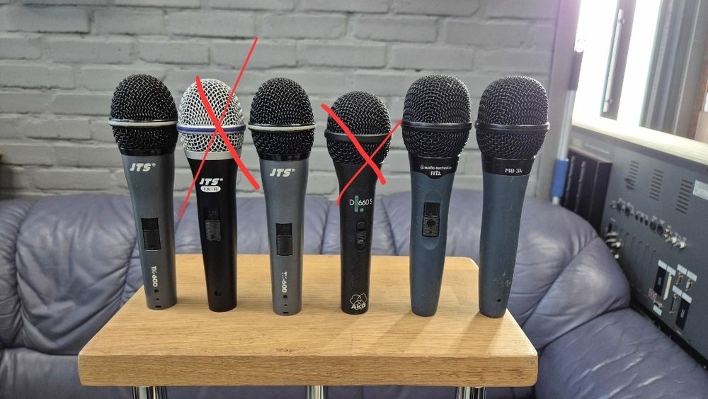 Комплект динамічних мікрофонів: JTS, Audio-Technica, AKG (6 шт.)
