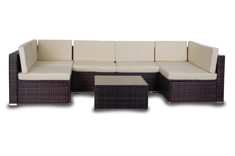 Zestaw mebli ogrodowych Pedro – narożnik typu U, brązowy