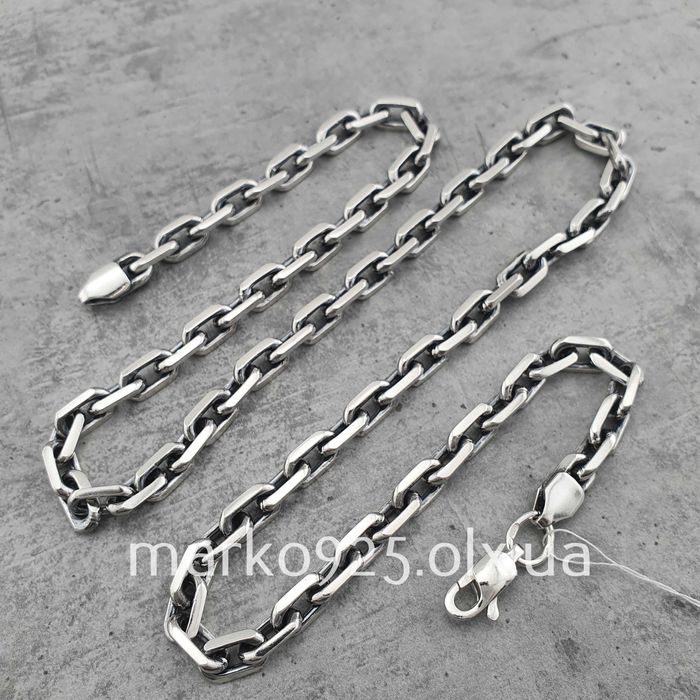 Срібний чоловічий ланцюжок цепочка якірне плетіння 50 грам 925 проба