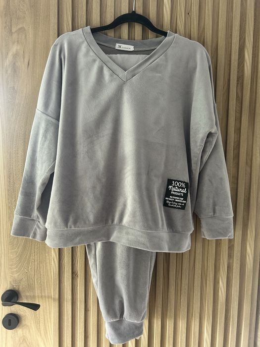 Dres welurowy szary M