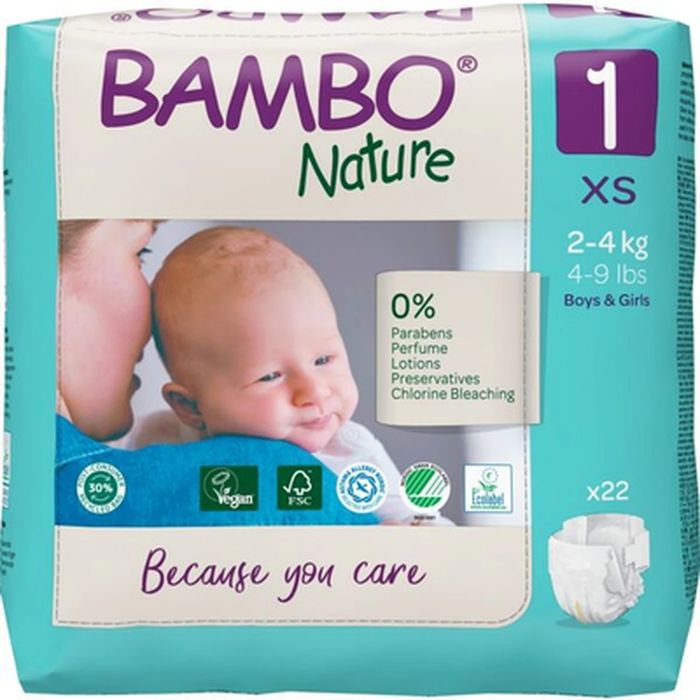 Fraldas Ecológicas Bambo Tamanho 1 (4 un.) e Tamanho 2 (2 un.)  Embalagens Novas / Seladas