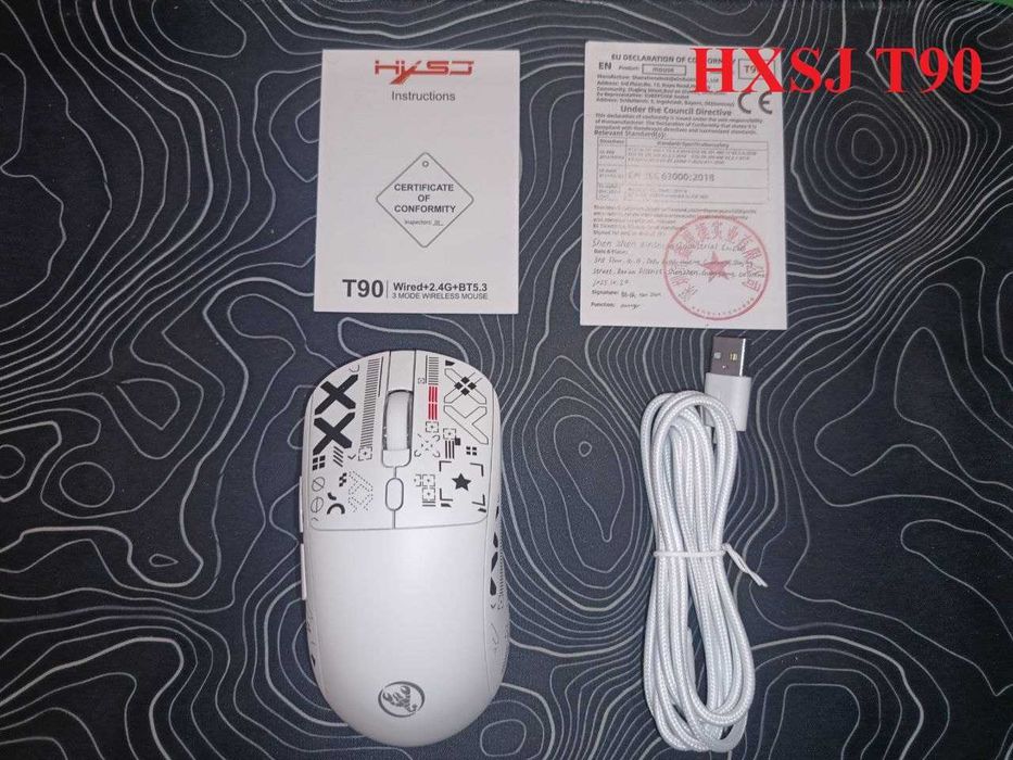 АКЦІЯ! СУПЕР ЦІНА! Бездротова Акумуляторна Ігрова мишка HXSJ T90, T90 Pro (з док станцією) RGB Игровая мышка , мышь Блютуз Bluetooth