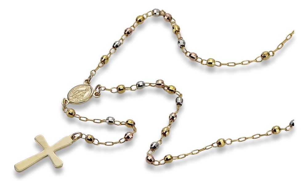 Złoty 14k 585 różaniec diament łańcuszek włoski rcc003ywr Wrocław