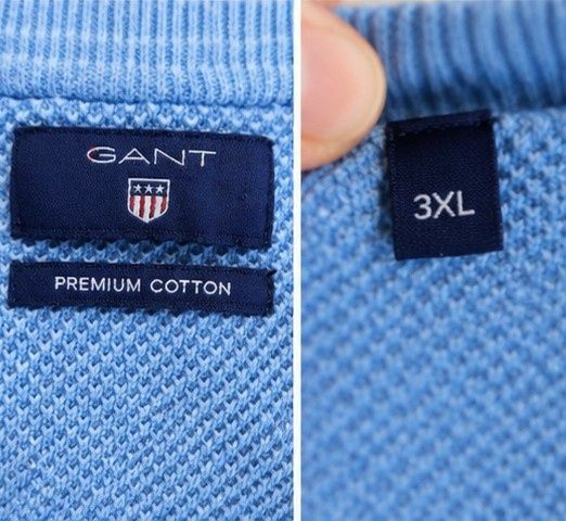 Чоловічий джемпер GANT Premium Cotton 2XL блакитний, стан нової речі