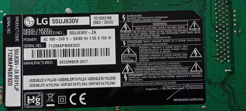 placa tv LG 55uj630v
