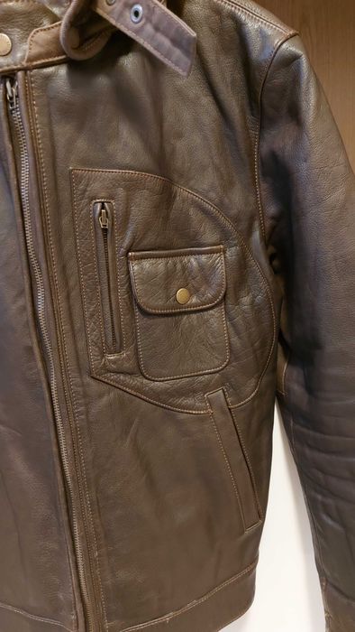 Kurtka skórzana z kapturem - stan bardzo dobry