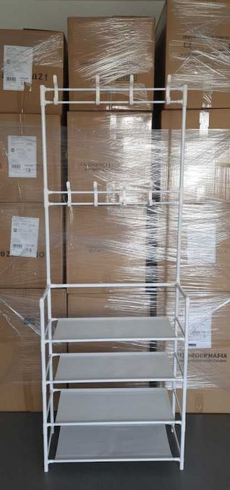 Вешалка для одежды с 4 полками для обуви стеллаж органайзер в прихожую