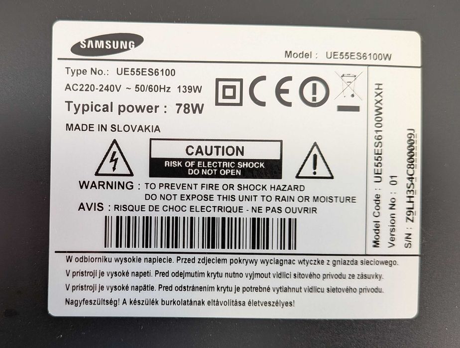 Samsung UE55ES6100 na części.