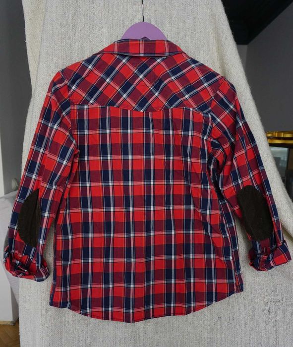 Koszula w kratę damska czerwona H&M 38 M bawełniana 2KY drwal