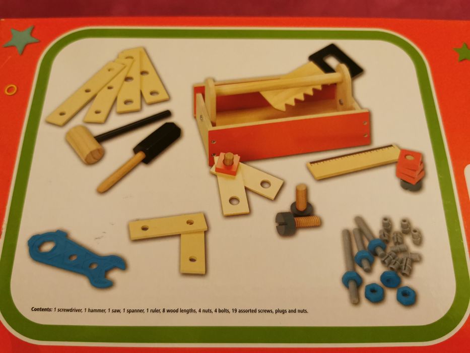 NOWY Drewniany zestaw narzędzi mały majsterkowicz 40 elementów