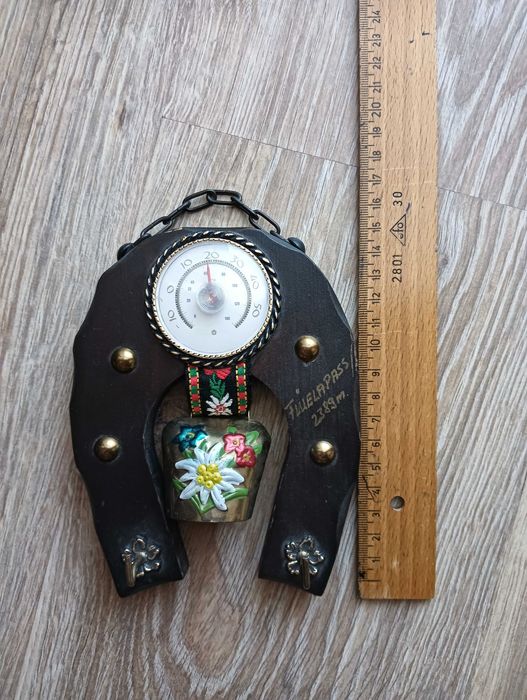 Vintage termometr ścienny podkowa FLUELAPASS Alpy