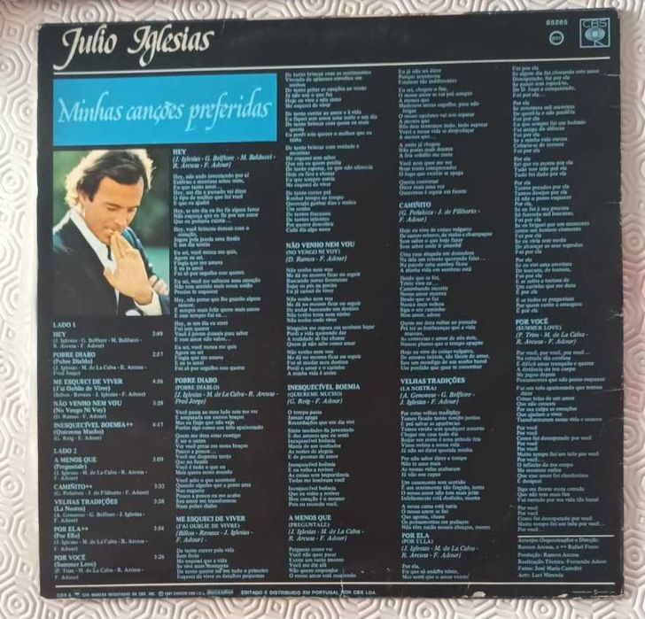 Disco Vinil Julio Iglesias Canções Preferidas