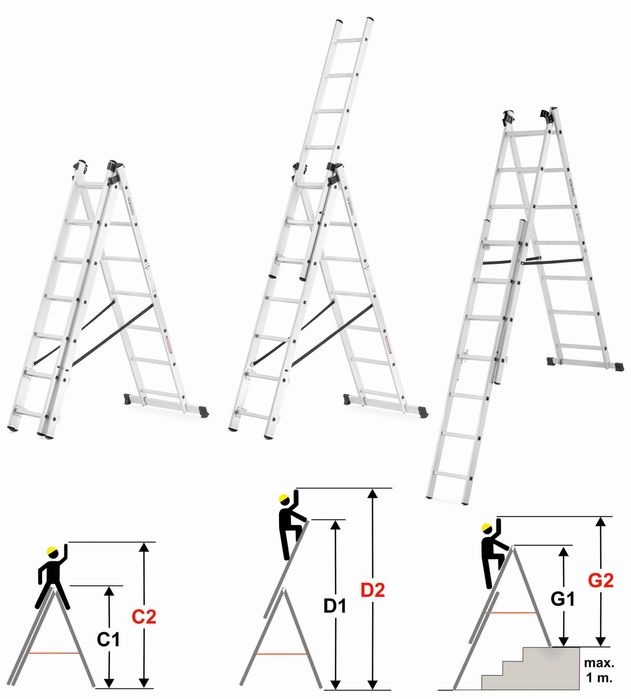 PROMOCJA! Drabina Aluminiowa - 3 Stopniowa 4,26 m - Do 150 KG! (3x7)